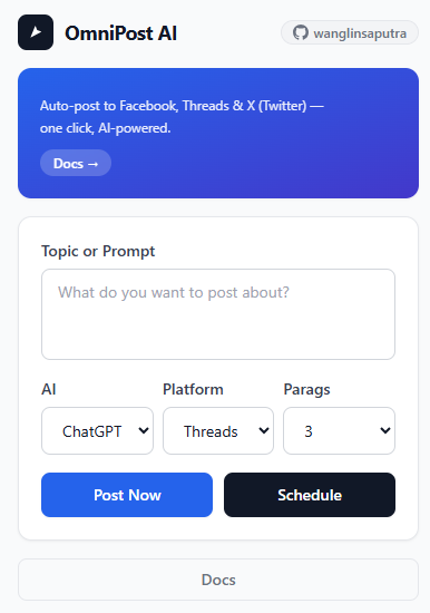 OmniPost AI Chrome Extension interface